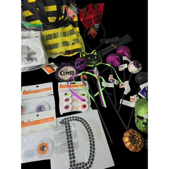 Lot of New Halloween Decor Craft Baking Pumpkin Skull Eyes Headbands Treat Bag - Picture 11 of 14